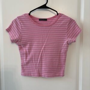 Brandy Melville Pink Striped Crop Top